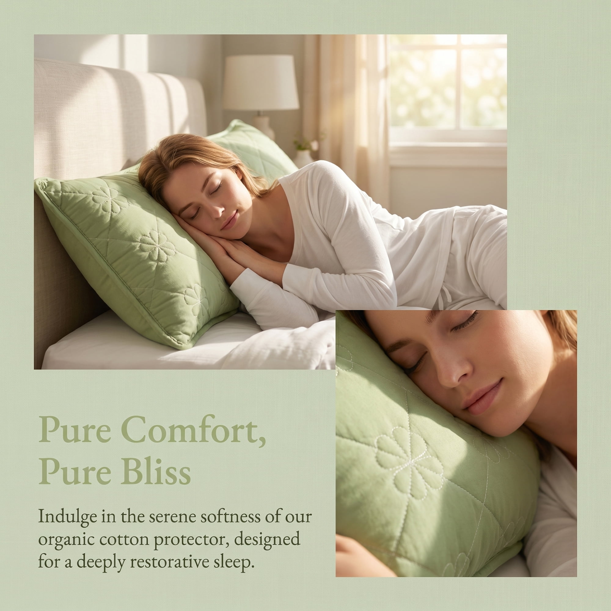 Unique Bargains 1 Pack Polyester Comfortable Quilted Pillow Protector for Home Green
