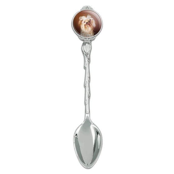 Yorkie Yorkshire Terrier Dog Bow In Hair Novelty Collectible Demitasse Tea Coffee Spoon