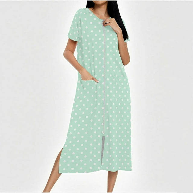 SDNall Womens Zip Up Knit Robe Long Full Length Gradient Color Bathrobe with Pockets