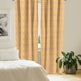thumbnail image 2 of Vintage Curtains 2 Panels Set, Geometric Pattern with Dots and Flowers in Rectangle, Window Drapes for Living Room Bedroom, 56"W X 84"L, Yellow Peach, by Ambesonne, 2 of 5