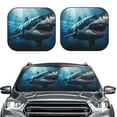 thumbnail image 2 of Hirioo 3D Realistic Shark for 2PCS Windshield Sun Shade Foldable | Front Windshield Shade for Sun, Heat and UV Rays-Small, 2 of 6
