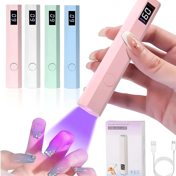 HIBIBUD Finger Nails Uv Light, Stickers Kit with Uv Light, Handheld Uv Light for Gel Nails, Cordless Uv Led Nail Lamp, 400Mah Rechargeable Uv Light Nails (Pink)