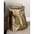 thumbnail image 3 of DecMode Eclectic Gold Chopped Tree Log Inspired Accent Table, 18"W x 19"H with Gold Carved Wood Grain Finish, 3 of 14