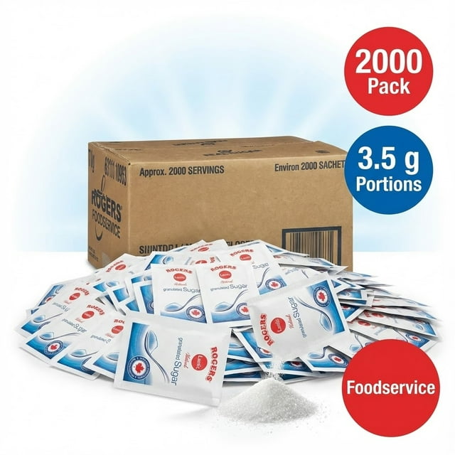 Rogers Granulated White Sugar Portion Packets 3.5g Bulk (2000/Case)