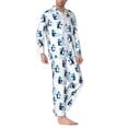 thumbnail image 2 of Logiee Penguin Winter Fun Print Mens Long Sleeve Pajama Set,Notched Collar Pajamas for Men, Men's Sleepwear,Mens Sleepwear with Pockets & Button Down-Large, 2 of 7