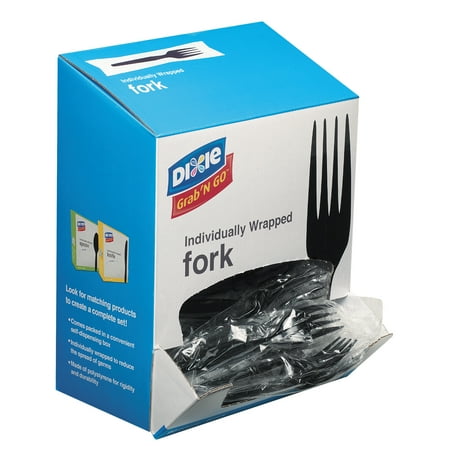 - Dixie Grab’N Go Wrapped Cutlery, Forks, Black, 90/Box, 6 Box/Carton
