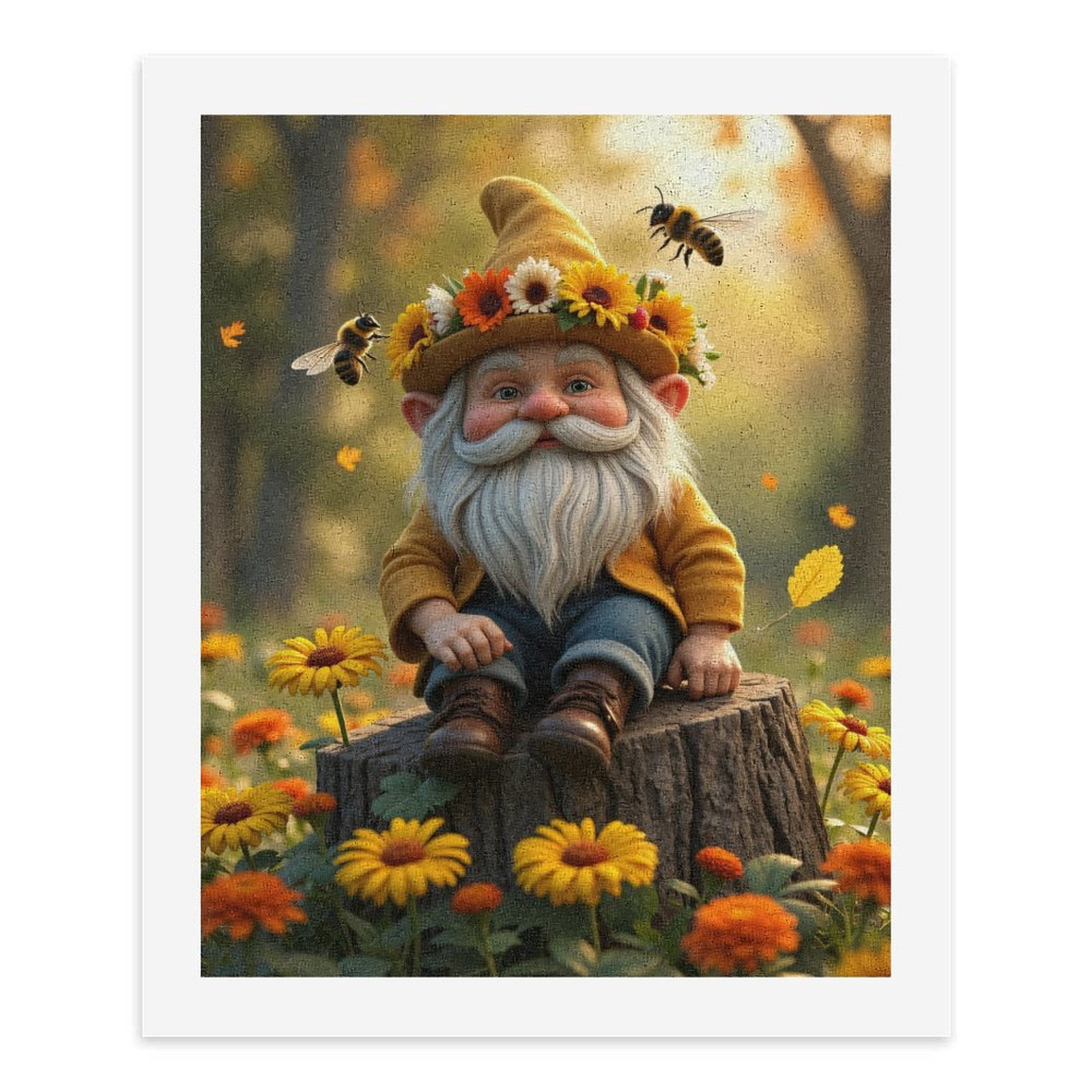 Paint by Numbers Kit for Adults, Gnome In Flower Meadow With Bees Paint by Numbers, Easy Paint by Numbers Kit for Adults Beginner, DIY Adult Paint by Number Kits on Canvas, Home Decor