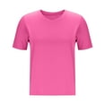 thumbnail image 2 of Stylish Olyvenn V Neck T Shirts for Women - Soft Short Sleeve Basic Tees Comfyable Summer Loose Casual Trendy Tops Hot Pink L, 2 of 5