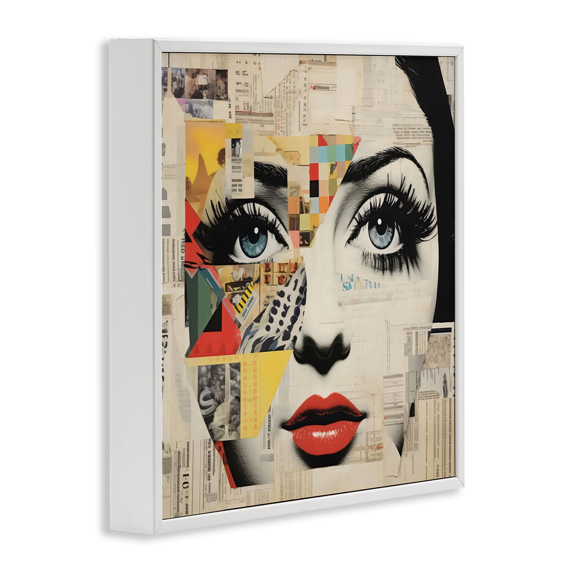 Stupell Industries Fashion Collage Pop Portrait White Framed Giclee Art, design by Creative Studio