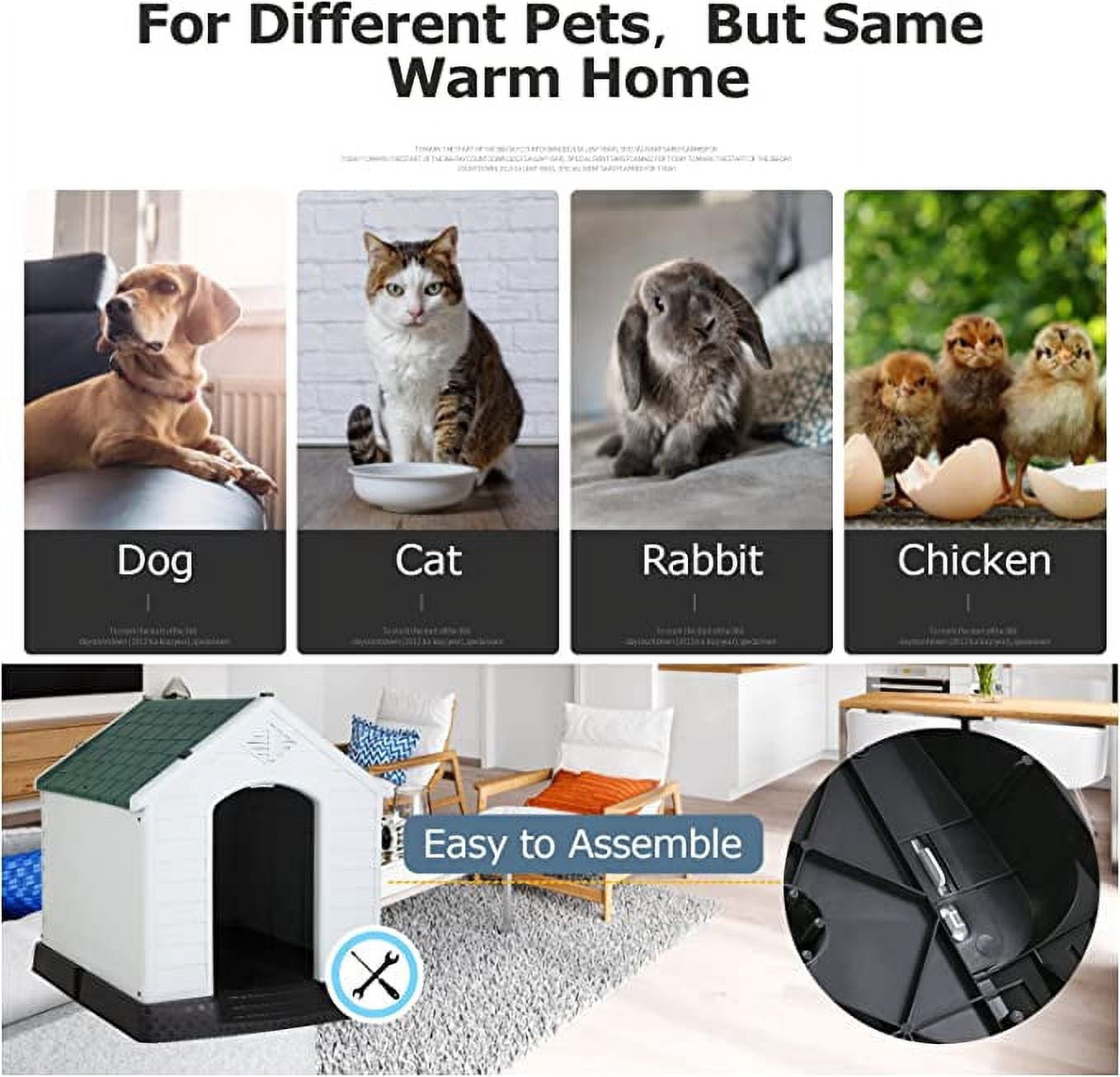 YRLLENSDAN 41/35/ 27 inch Plastic Dog House Outdoor, Waterproof Dog Houses for Small Dogs House with Air Vents and Elevated Floor Indoor Weatherproof Doghouse for Small Dogs
