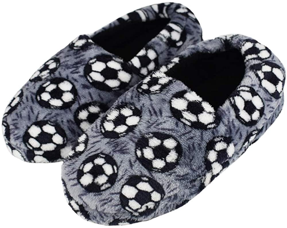 FFIY Chaussons Chauds pour Petits Garçons avec Mousse à Mémoire de Forme Douce Chaussons de Football d'Intérieur