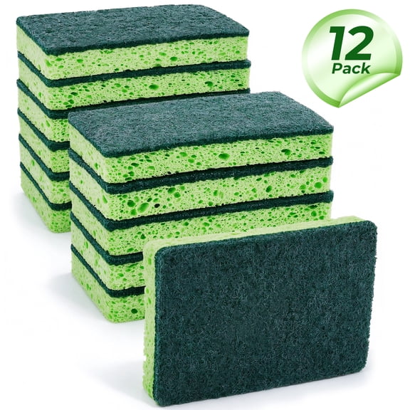TidyBliss 12 Pack Heavy Duty Kitchen Dish Sponges for Scrubbing, No Scratch