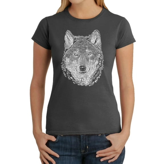 LA Pop Art Women's Word Art T-Shirt - Wolf