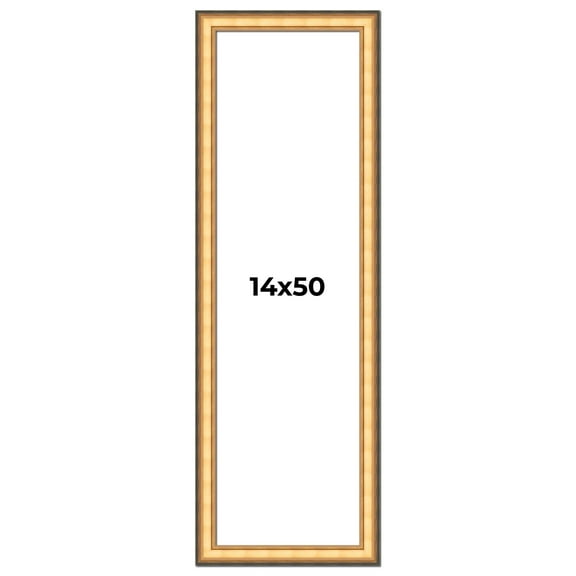 14x50 Frame Gold Plein Aire Solid Wood Picture Frame Width 2 Inches | Interior Frame Depth 0.5