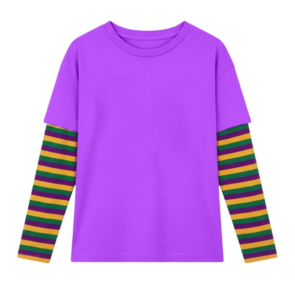 T Shirts for Kids Long Sleeve Purple Crewneck Loose Soft Kids Fashion 2-3 Years