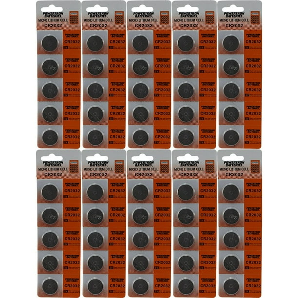 50 CR2032 Powertron Lithium 3V Batteries Size CR2032 RETAIL PACK 5 PER