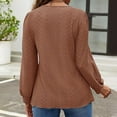 thumbnail image 4 of Timegard Womens Eyelet Tops Puff Long Sleeve Blouse Dressy Casual Round Neck Tunic Tops Fall Clothes, 4 of 7