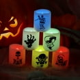 thumbnail image 6 of Hallowen Flameless Votive Candles Color Changing, Battery Operated LED Flickering Tealight Candles with Skull Skeleton Decals for Halloween Home Decoration Gift, 1.5" x 1.7", Pack of 6, 6 of 10