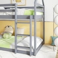 thumbnail image 3 of URTR Twin Over Twin Floor House Bunk Bed with High Quality Ladder and Guardrails, Wooden Low House-Shaped Twin Size Bunk Bed Frame for Bedroom, Gray, 3 of 6