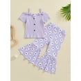 thumbnail image 2 of Nygoyerh Toddler Girls Casual Long Pants Sets 12M-5T Little Girls Short Sleeve Spaghetti Straps T-shirt with Flower Print Flare Pants 2Pcs Kids Cute Summer Outfits, 2 of 9