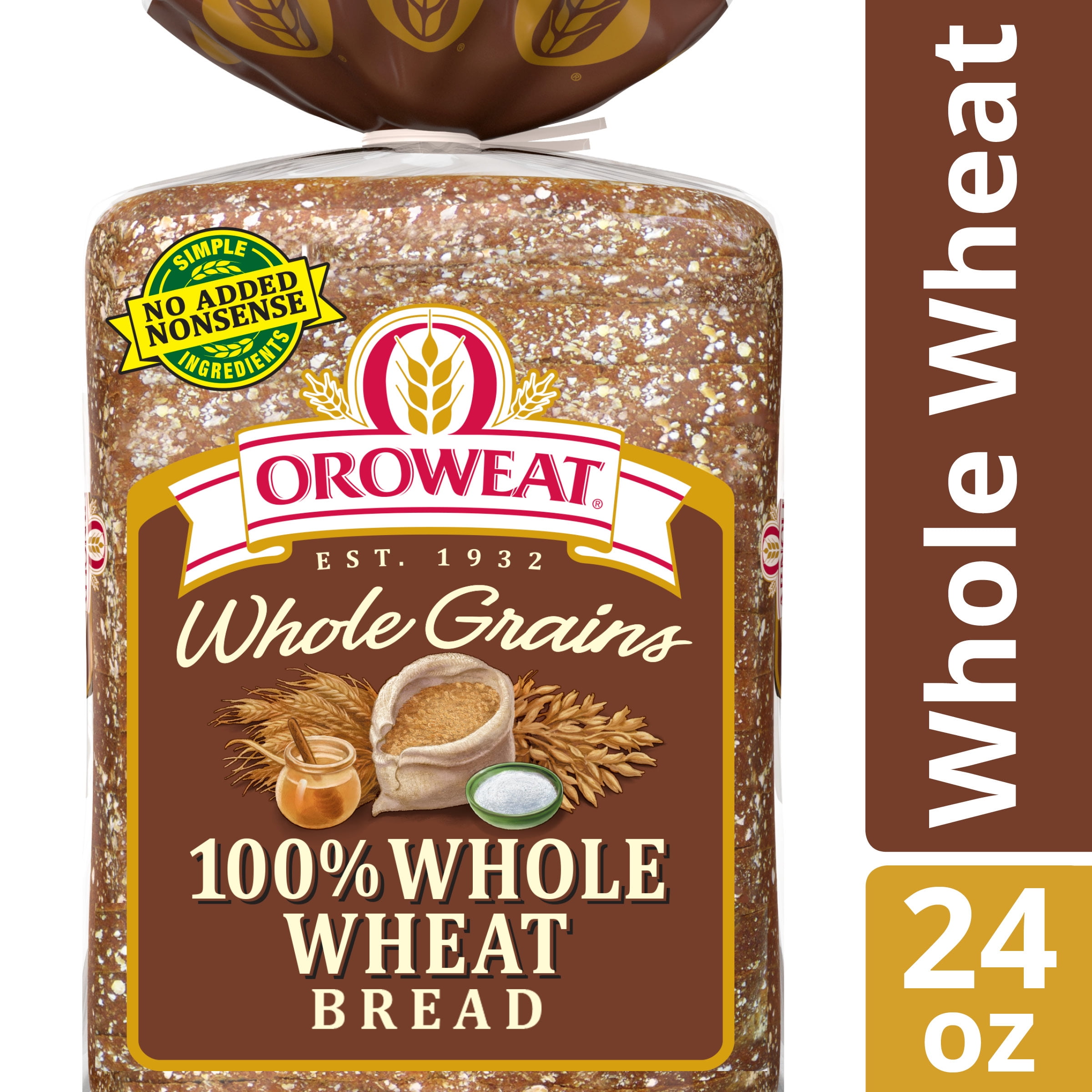 Oroweat Whole Grains 100 Whole Wheat Bread, Baked with Simple