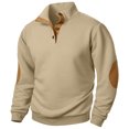 thumbnail image 1 of pstuiky camisa de manga larga para hombre, Suéter de hombre con botones, color liso, cuello alto, mangas largas y cuadrados pequeños Tops casuales para hombres m, 1 of 5
