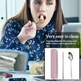 thumbnail image 4 of Portable Chopsticks Spoon Set Stainless Chopsticks Fork Spoon Steel Student Office Cutlery with Storage Box, Thick Style, Pink, 2Pcs, 4 of 7