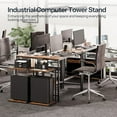 thumbnail image 4 of Computer Tower Stand, PC Stand with Charging Station, 2-Tier PC Tower Stand with Locking Caster Wheels, CPU Stand Fits Most PCs, PC Stand for Floor, for Home Office Rustic Brown, 4 of 8
