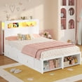 thumbnail image 3 of Afuhokles Twin Bed Frame with 6 Storage Drawers and 2-Tier LED Headboard, Power Outlets, White, 3 of 7