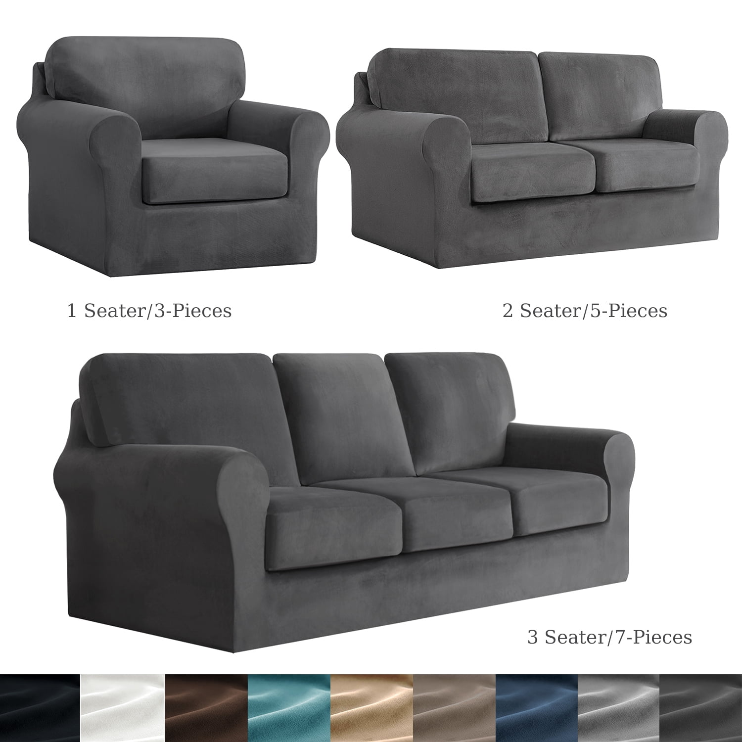 CJC Armchair Sofa Cover for 2Seater, 5Piece Velvet Couch Slipcover