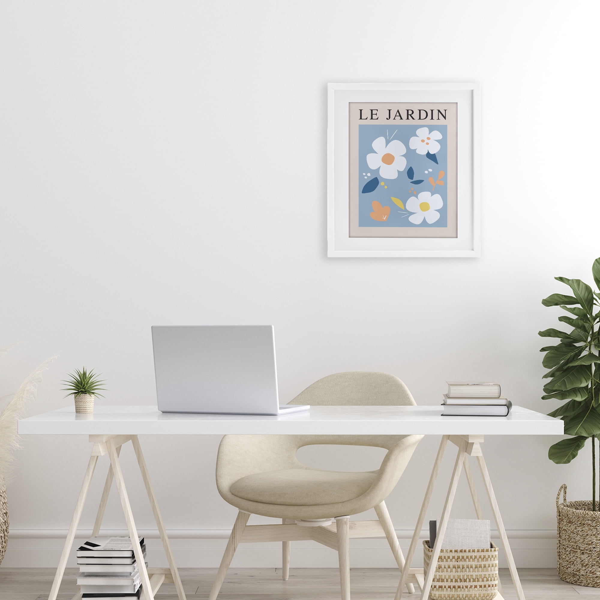 Stupell Industries Bouncing Floral Le Jardin White Framed Print Under Glass, design by Anna Quach