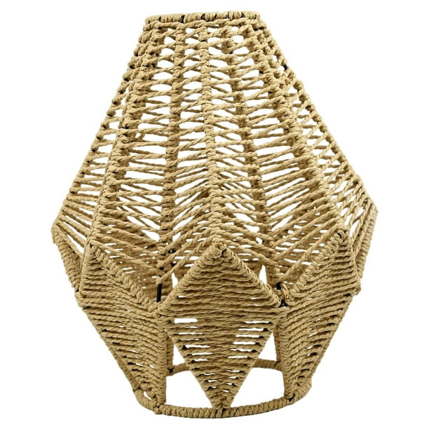 Pantalla de lámpara de cuerda de papel tejido, cubierta de luz, pantalla decorativa boho para lámpara colgante, para lámparas de techo, ideal para