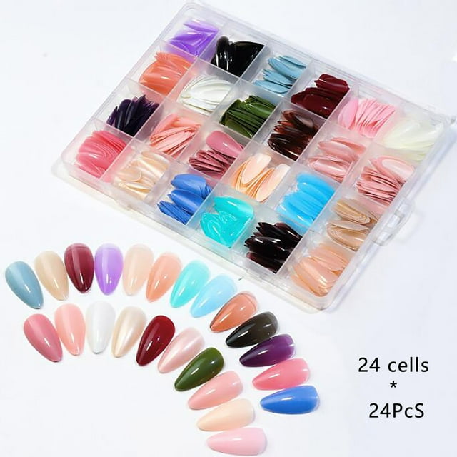 Uñas postizas medianas, uñas postizas para pegar en las uñas de mujeres y niñas, 24 unidades.