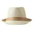 thumbnail image 4 of Byfri Straw Panama Jazz Hat Wide Brim Sun Fedora Hat for Beach Travel Beige + Khaki 56-58cm, 4 of 7