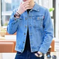 thumbnail image 2 of Abrigo vaquero para hombre, chaqueta vaquera corta informal ajustada con botones para hombre, ropa masculina negra, precio económico, elegante, diseñador Y2k, entrega rápida en Corea, 2 of 5
