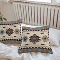 thumbnail image 6 of Throw Pillow Covers 24x24 Inch Set of 2, Boho Southwest Waterproof Outdoor Pillow Covers, Farmhouse Aztec Tribe Brown Blue Plaid Decorative Cushion Pillowcases for Couch, Sofa, Bed, Garden, Patio, 6 of 9