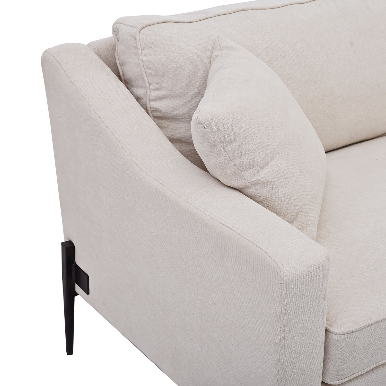 Kadyn Upholstered Modern Loveseat, 81" Sofa Couch with Metal Legs, Durable with 2 Pillows, 2-3 People Seat Capacity, Beige