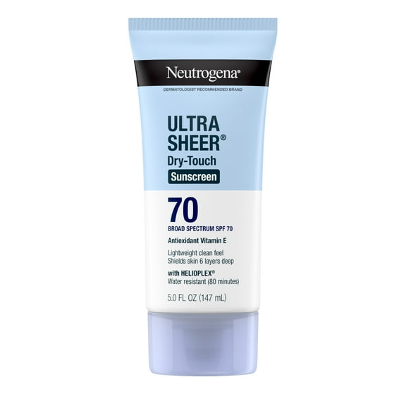 Neutrogena Ultra Sheer SPF 70 Body Sunscreen Lotion, Dry-Touch, Sheer Finish Sun Care, 5 fl oz