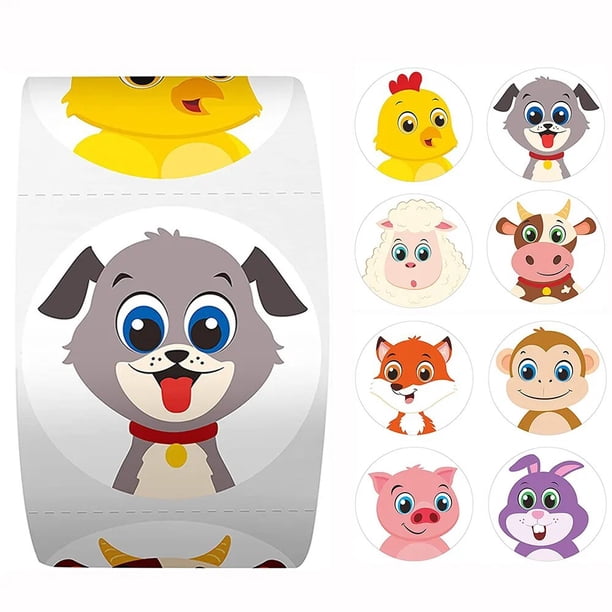 Etiqueta adhesiva de animales de dibujos animados para niños, pegatinas de agradecimiento, etiqueta de juego de juguete, etiqueta de sellado de regalo DIY, suministros de decoración, 50-500 piezas