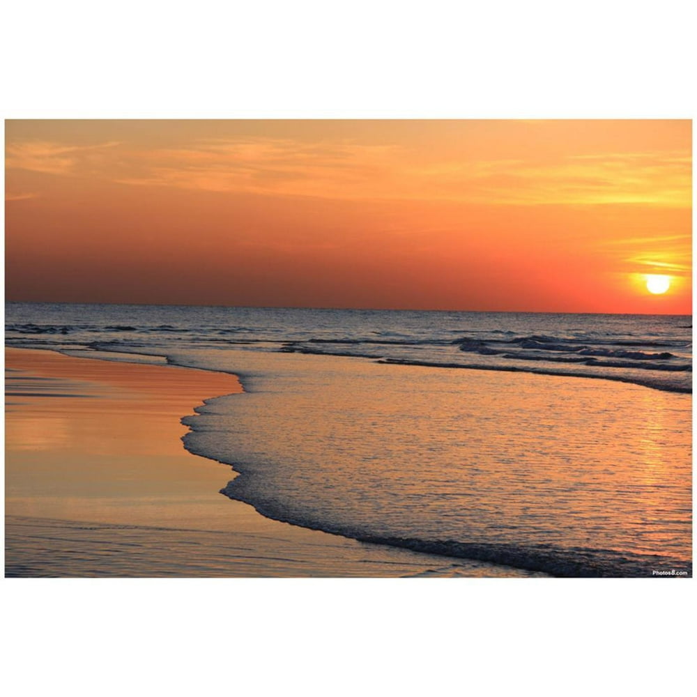 Ocean Sunset (Beach) Art Poster Print Poster 19x13