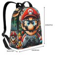 thumbnail image 4 of Lsque Mario Pattern Backpack – School Travel Canvas Daypack with Ergonomic Padded Straps, Multiple Compartments & Leather Handle, 4 of 5