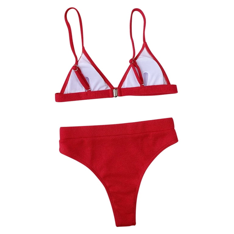 ハーリップトゥ 水着 2Way Cut-Out Ribbed Swimwear High Waisted Cutout Ribbed V Cut Bikini Set 2 Piece Swimsuit