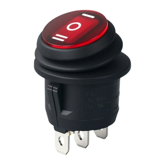 Oil & Water Resistant Round Rocker Switch 3 Pin 3 Position Switch No Light for Easy Installation In Wet Environments