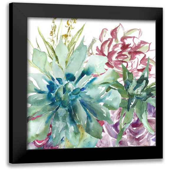 Tre Sorelle Studios 12x12 Black Modern Framed Museum Art Print Titled - Succulent Garden Watercolor II