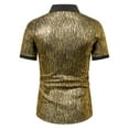 thumbnail image 4 of Muscularfit Workout Tops for Men Gold Short Sleeve Solid Glitter Slim Collared T Shirts Mens Shirts Trendy Casual, 4 of 8
