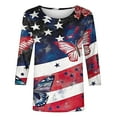 thumbnail image 4 of Feancey 4th of July Graphic Shirts for Women 3/4 Sleeve Plus Size Tunic Tops Distressed American Flag Print T Shirt Holiday Novelty Graphic Tees Gifts for Women Multicolor XXL, 4 of 5