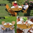 thumbnail image 4 of Cute Dog Round Tablecloth for 45-54 Inch Tables, Fitted Table Cover with Elastic Edge, Red Scarf Black Dog Paw Print Waterproof Outdoor Table Cloth Protector for Patio Garden Dinner Picnic, 4 of 9