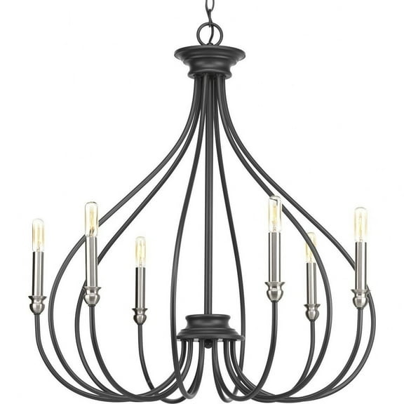 P400030-143-Progress Lighting-Whisp - Chandeliers Light - 6 Light in Farmhouse style - 28.25 Inches wide by 30 Inches high -Traditional