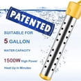 thumbnail image 3 of 2 Pcs Immersion Water Heater with Stainless Steel Cover,1500W Portable Bucket Heater Heat 5 Gallons of Water in Minutes,Yellow, 3 of 7