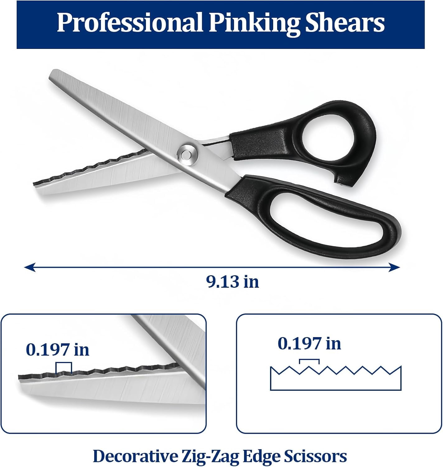 IULAVP Pinking Shears for Fabric Sewing Scissors with Decorative Zig Zag Edge Handheld Dressmaking for Leather, Paper, Crafting, Quilting & Tailoring (2 Pack)